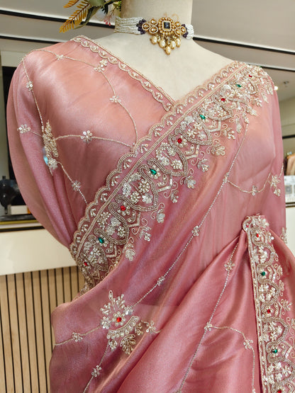 Baby Pink Tissue Saree