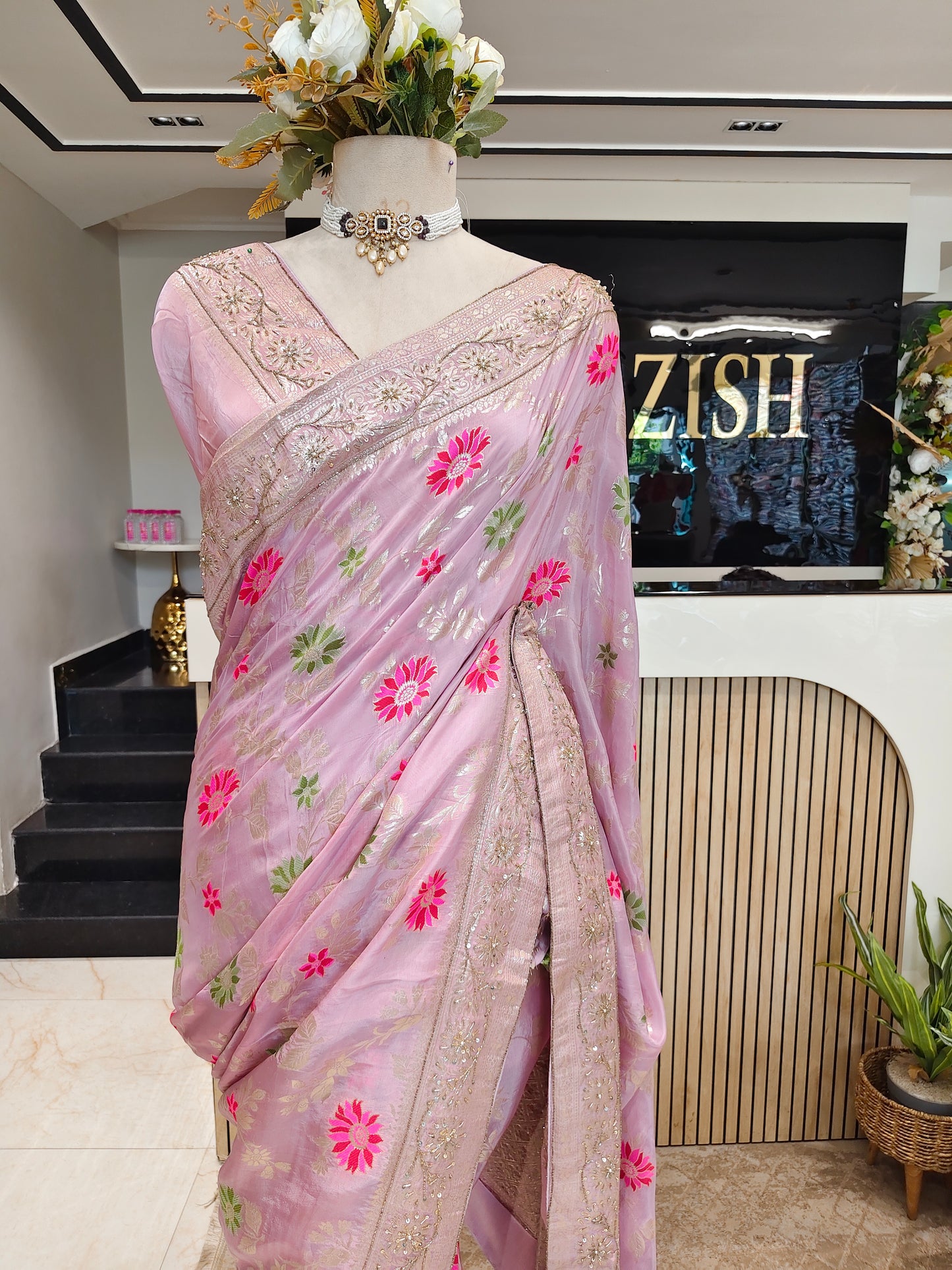 Lavender Crepe Saree