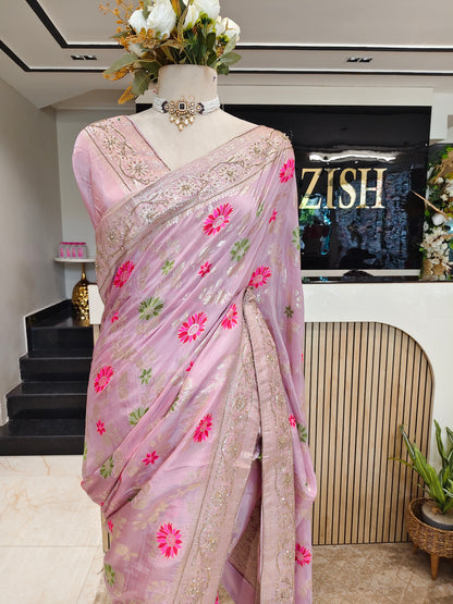 Lavender Crepe Saree