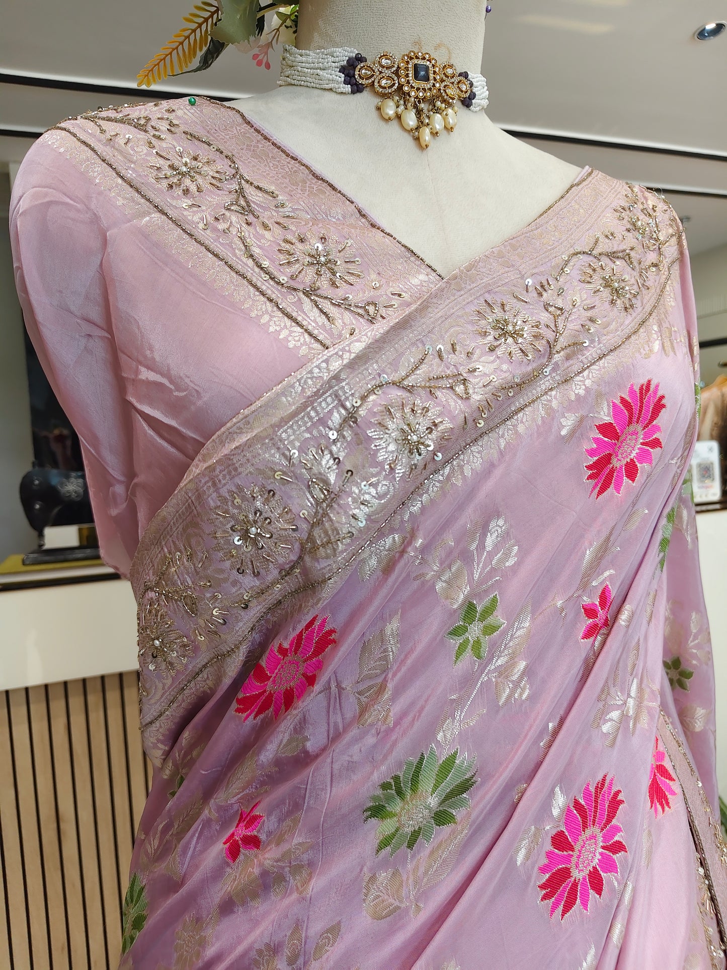Lavender Crepe Saree