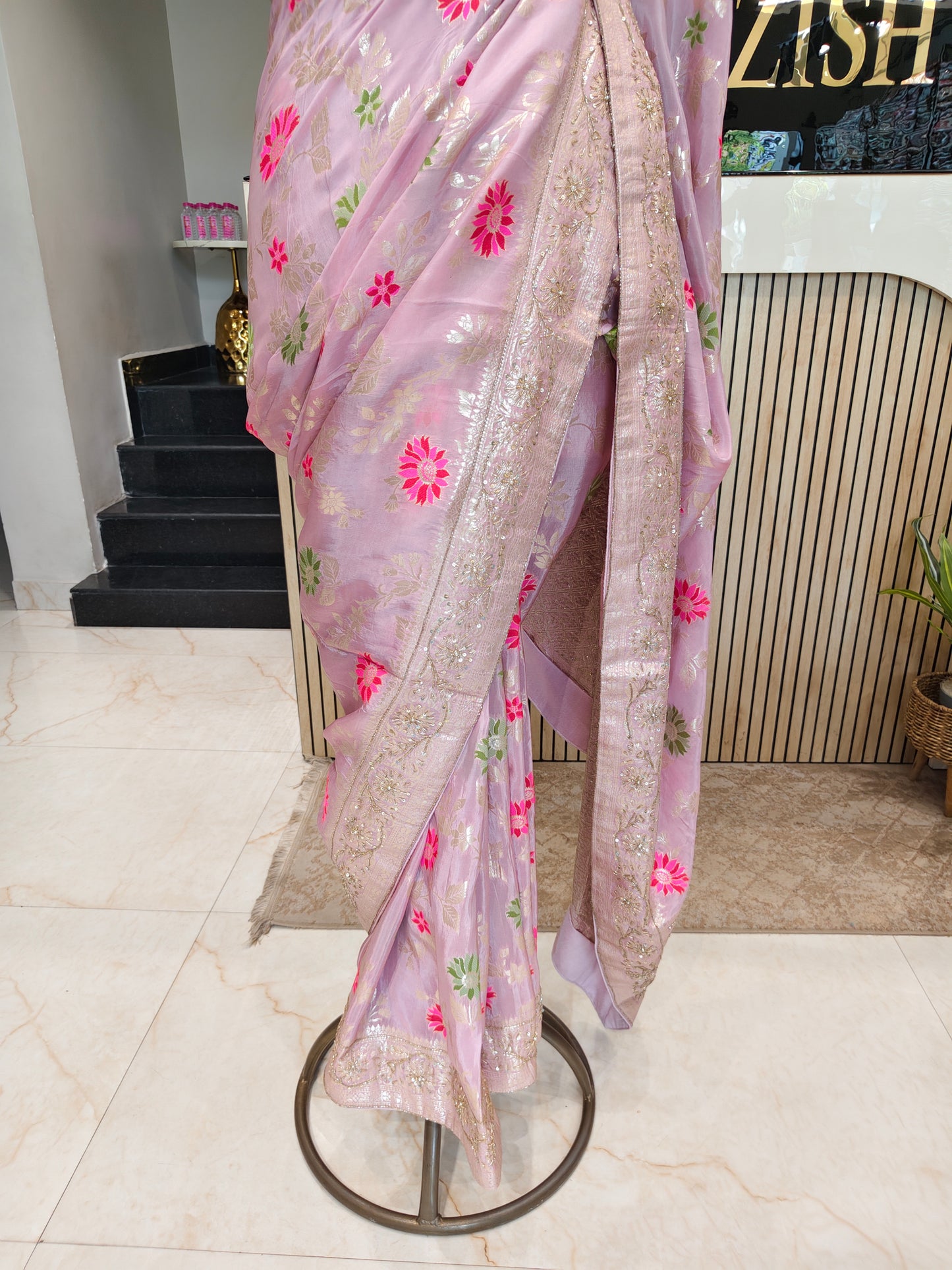 Lavender Crepe Saree