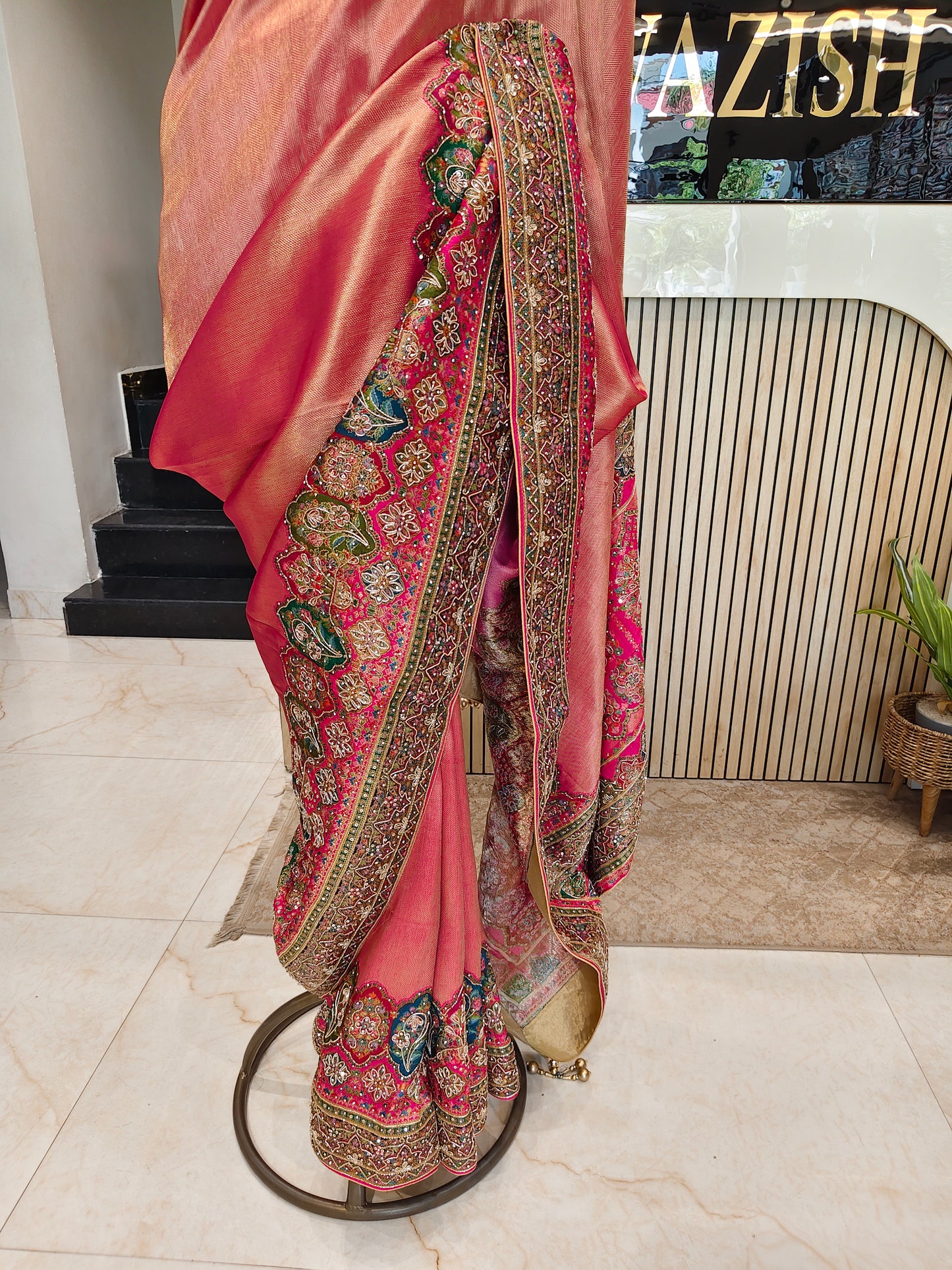Rani Pink Tissue Saree