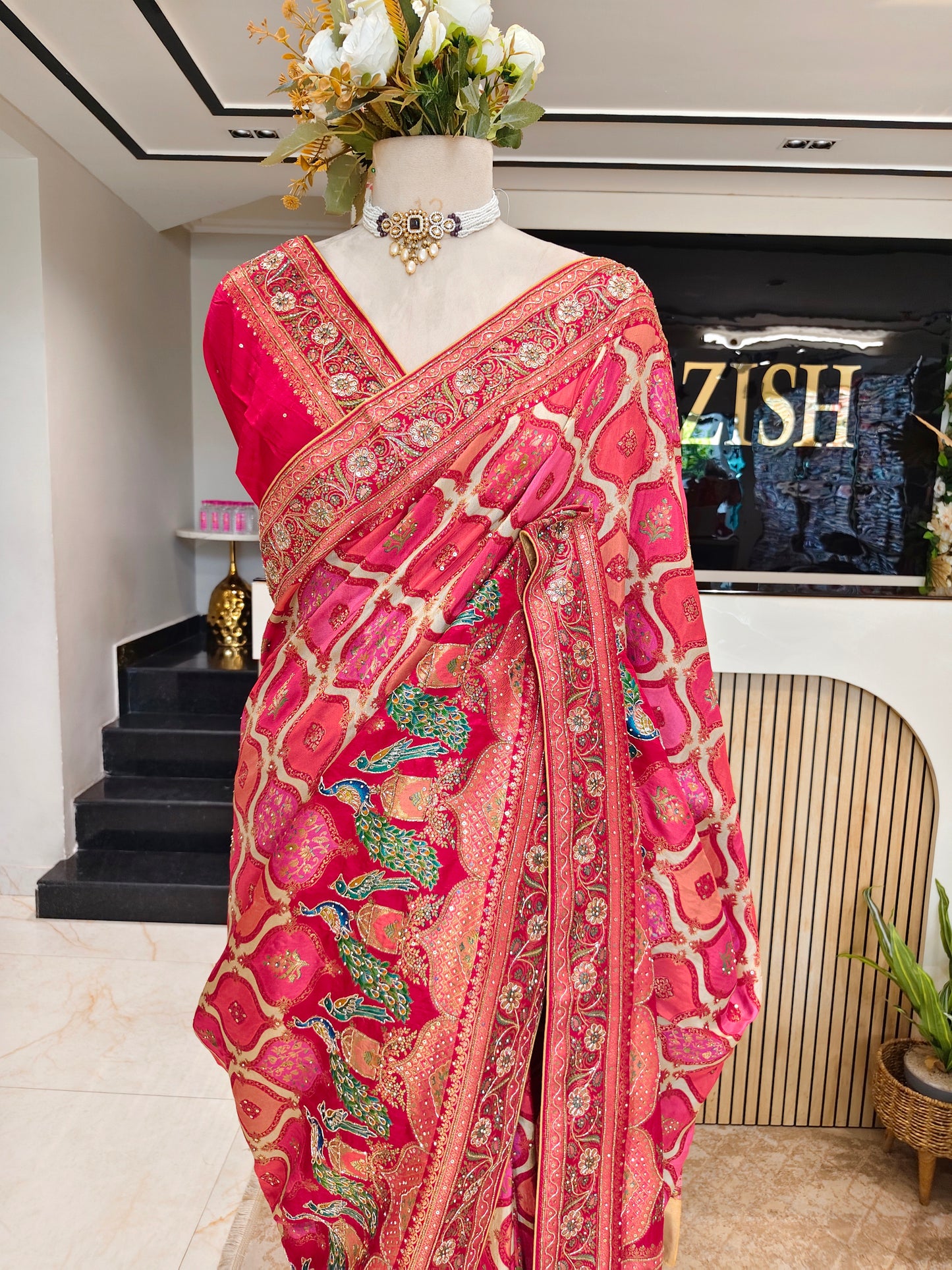 Red Modal Silk Saree