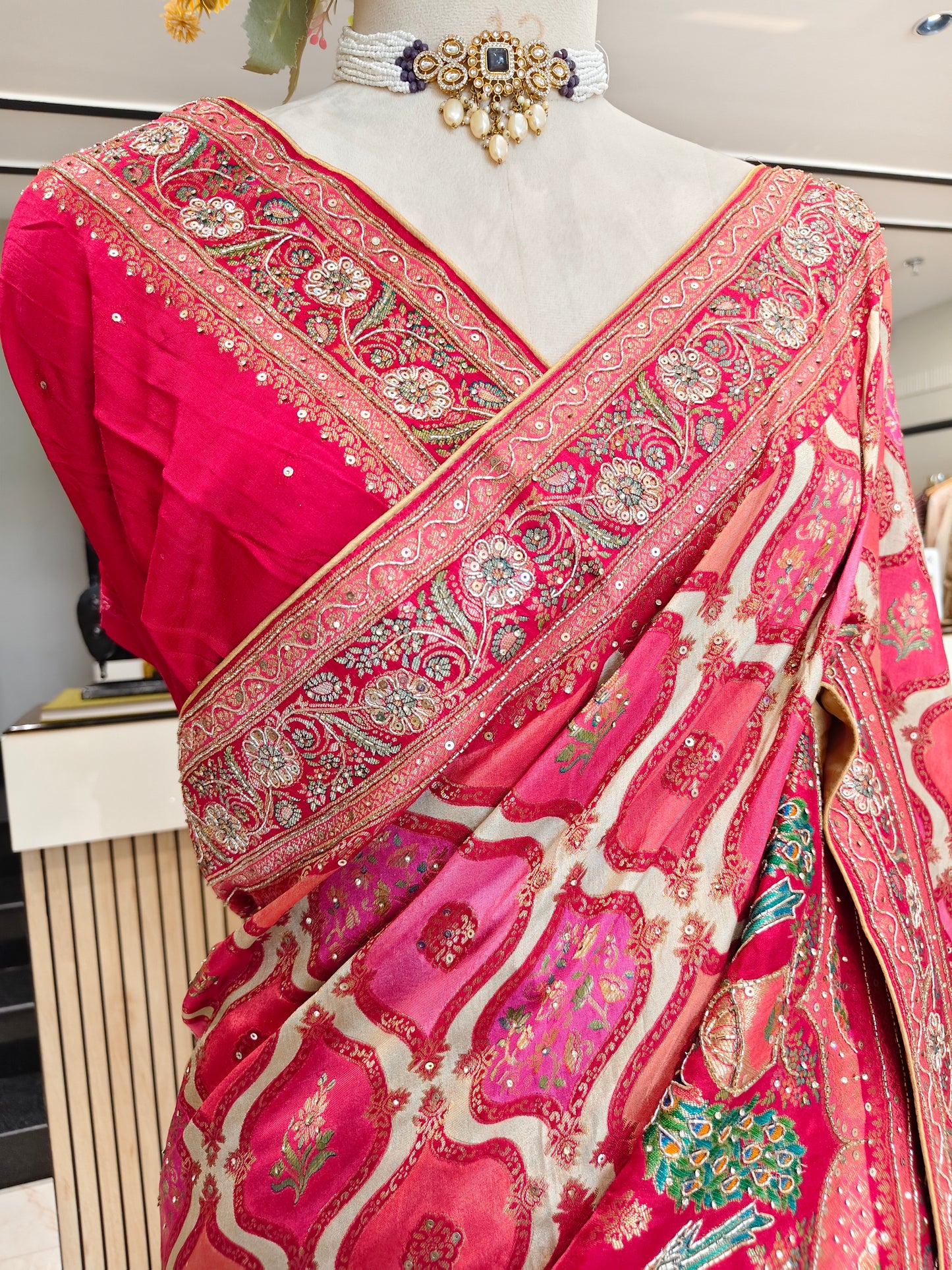 Red Modal Silk Saree