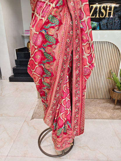 Red Modal Silk Saree