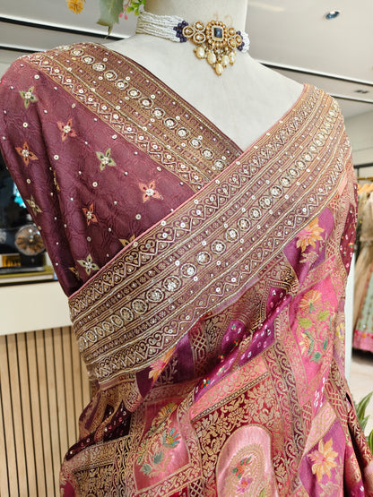Wine Modal Crepe Saree