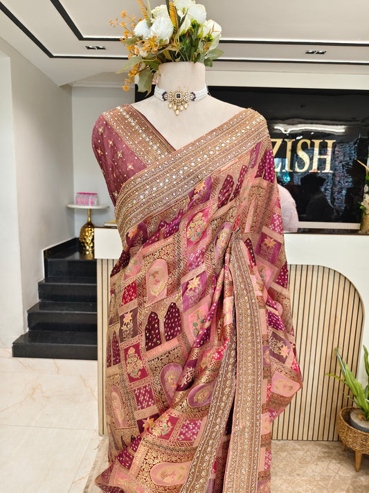 Wine Modal Crepe Saree