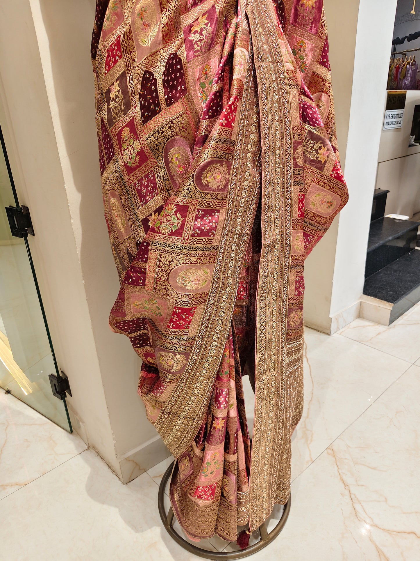 Wine Modal Crepe Saree