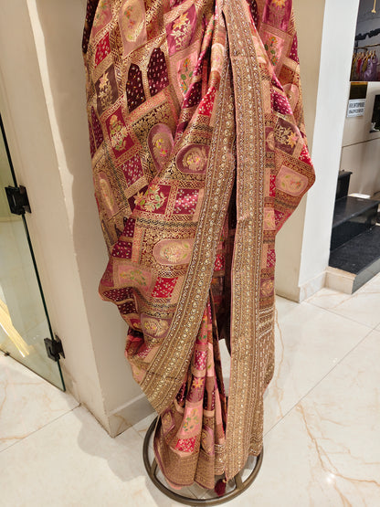 Wine Modal Crepe Saree