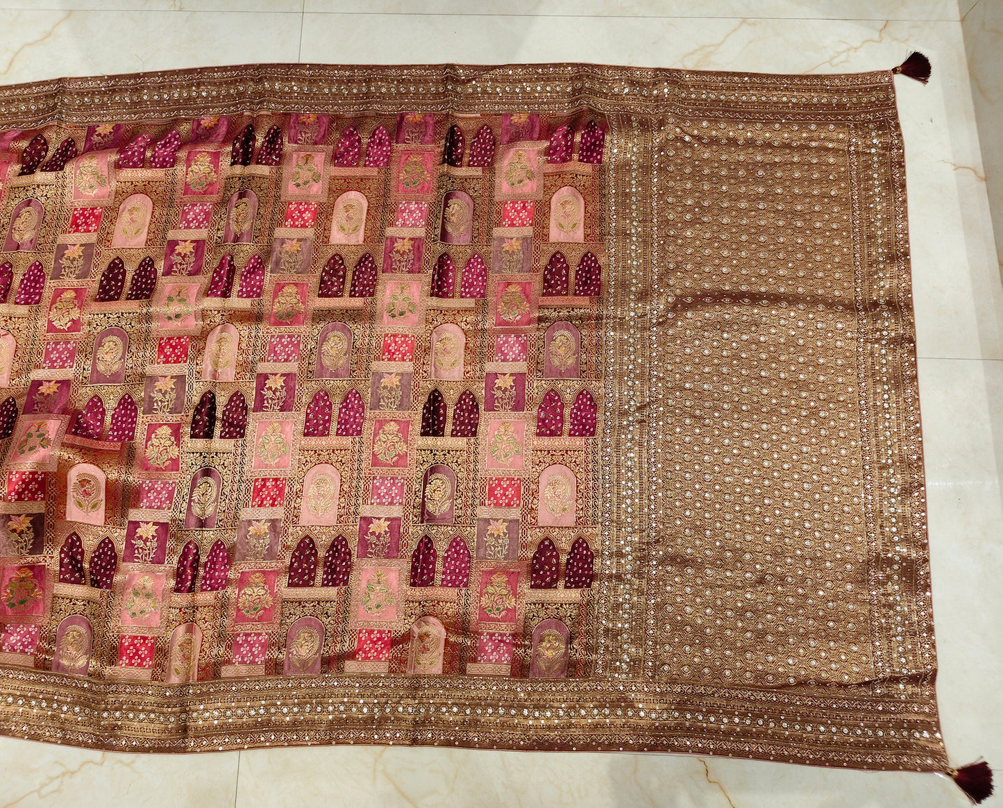 Wine Modal Crepe Saree
