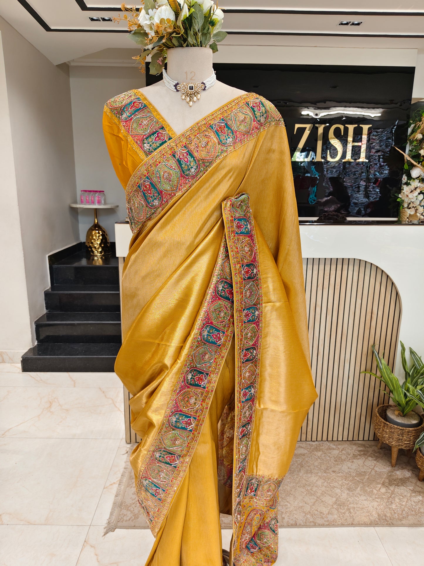 Mustard Tissue Saree