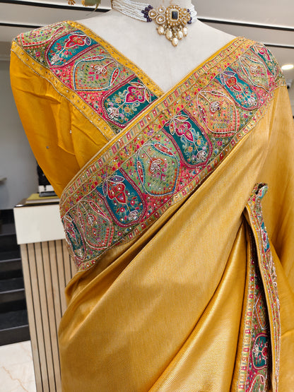 Mustard Tissue Saree