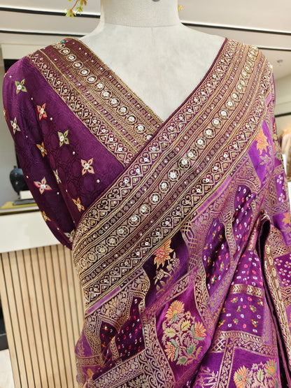 Purple Modal Crepe Saree