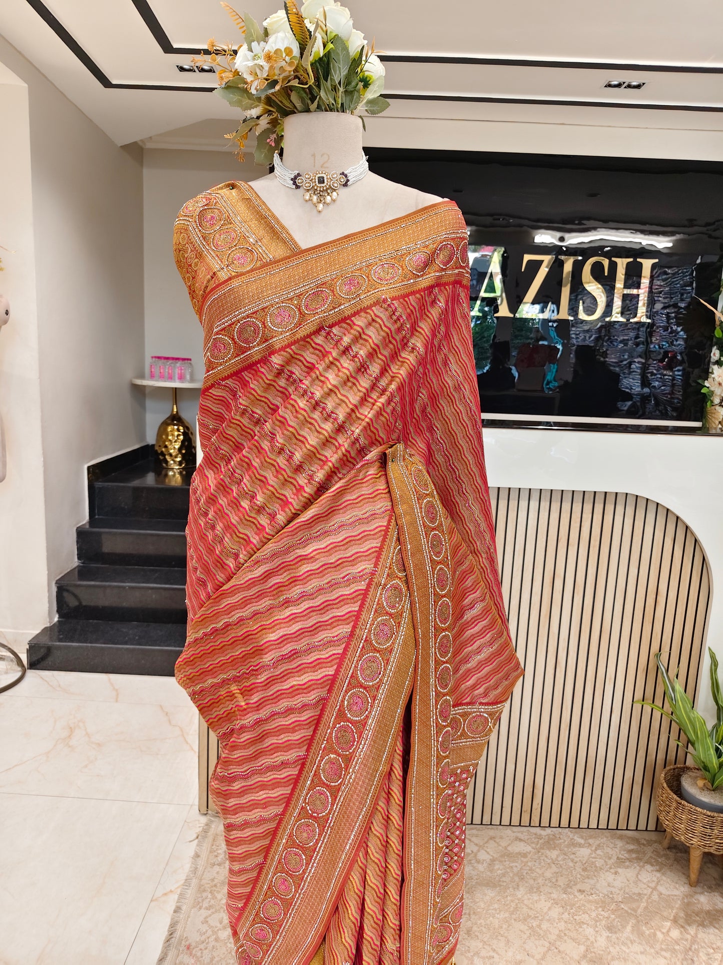 Maroon Tissue Saree