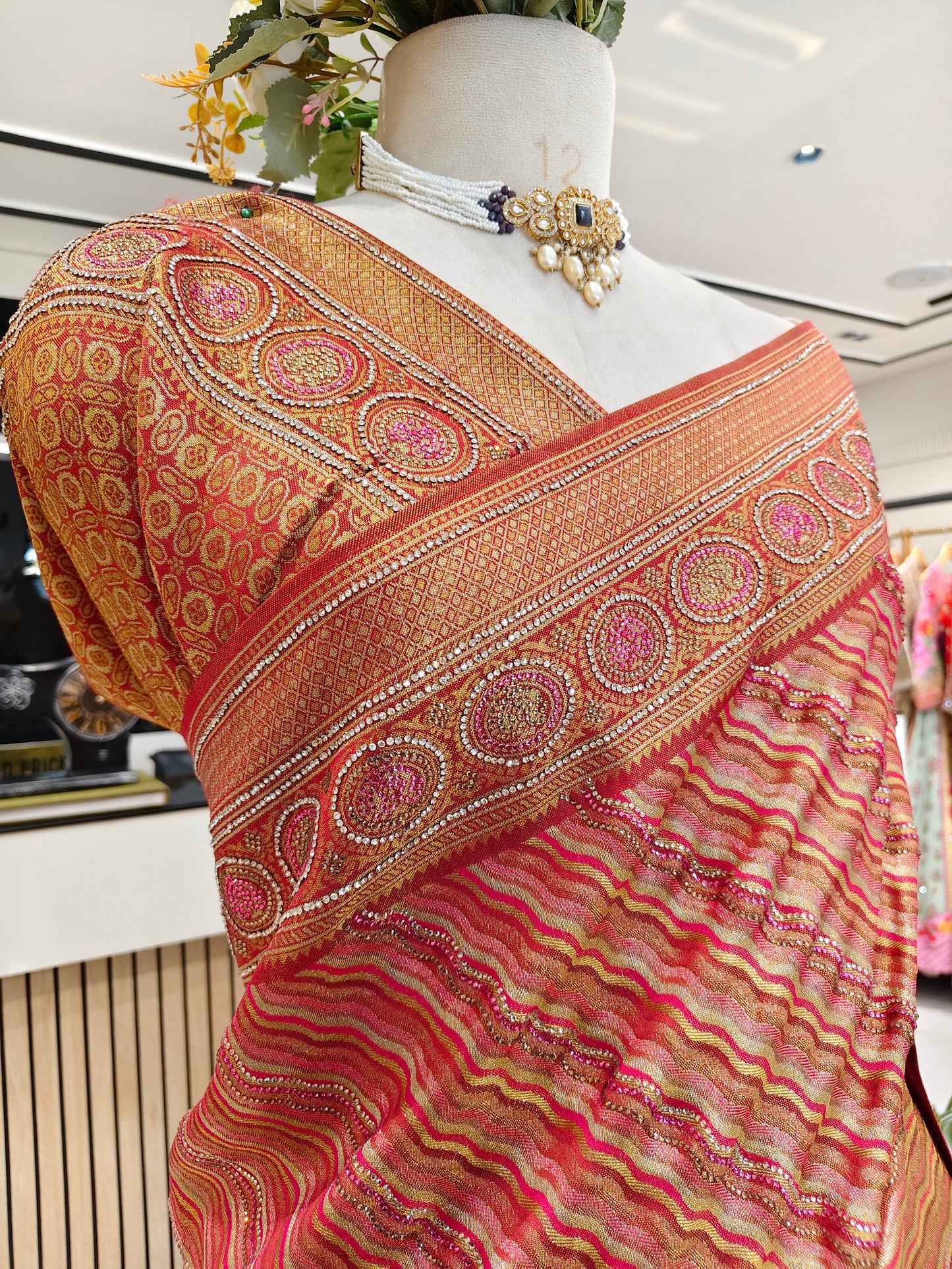 Maroon Tissue Saree