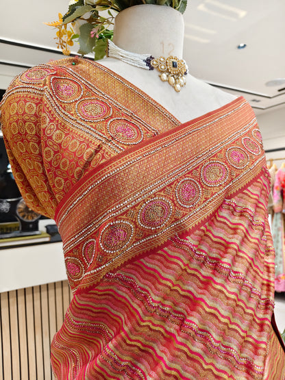 Maroon Tissue Saree