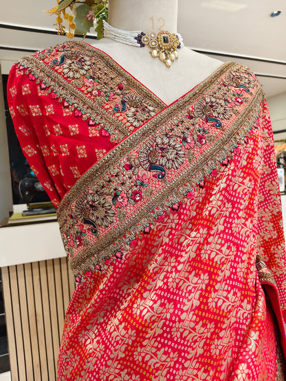 Red Khaddi Georgette Saree
