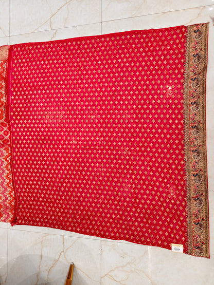 Red Khaddi Georgette Saree