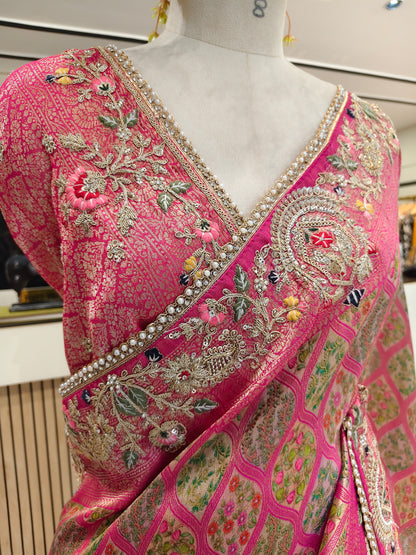 Rani Pink Tissue Saree