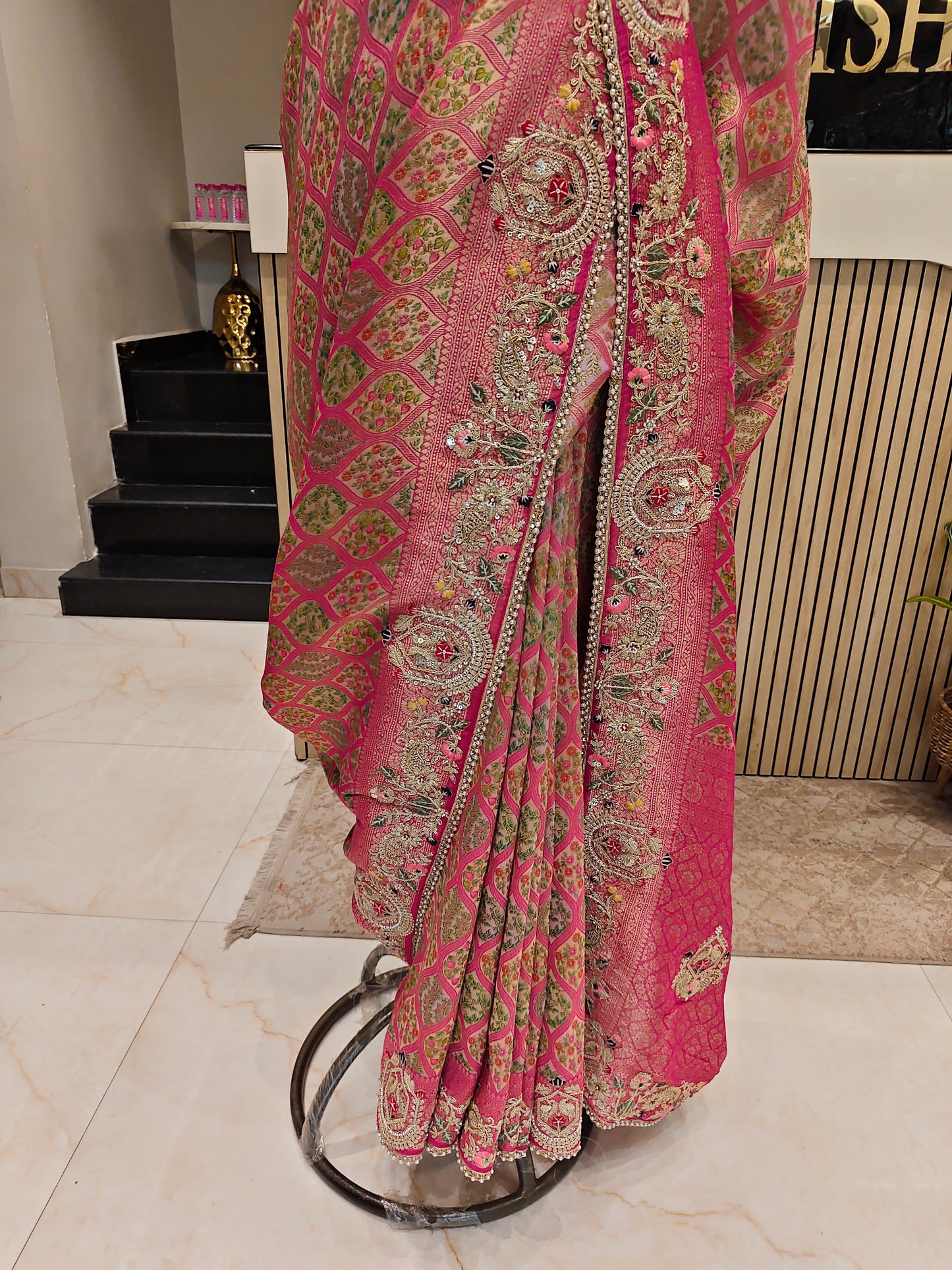 Rani Pink Tissue Saree
