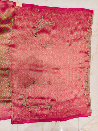 Rani Pink Tissue Saree