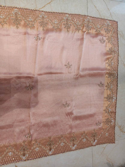Peach Linen Saree