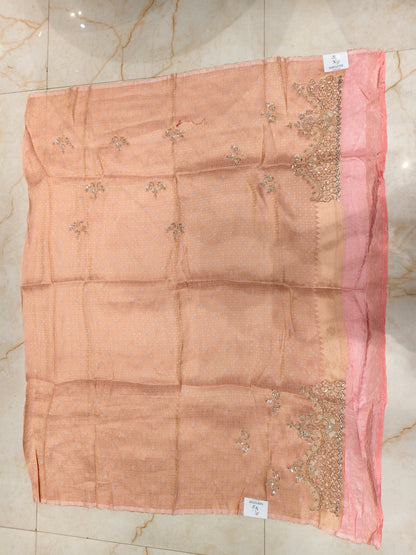 Peach Linen Saree
