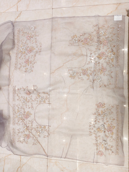 Grey Glass Tissue Saree