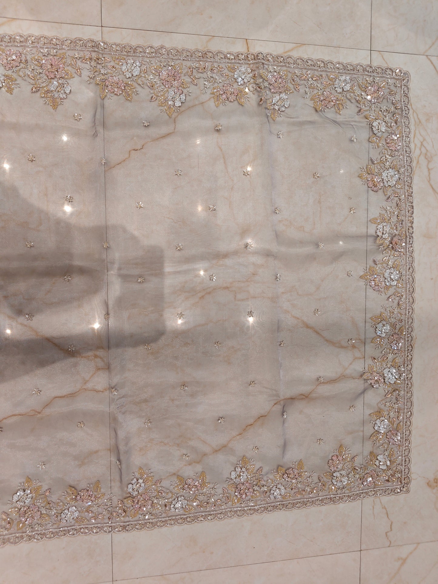 Grey Glass Tissue Saree