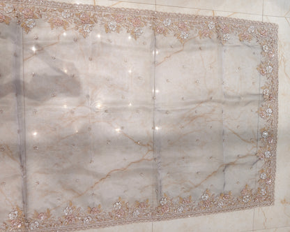 Grey Glass Tissue Saree