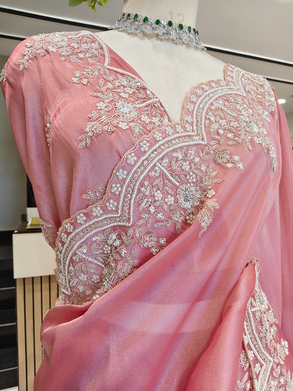 Onion Pink Tissue Saree
