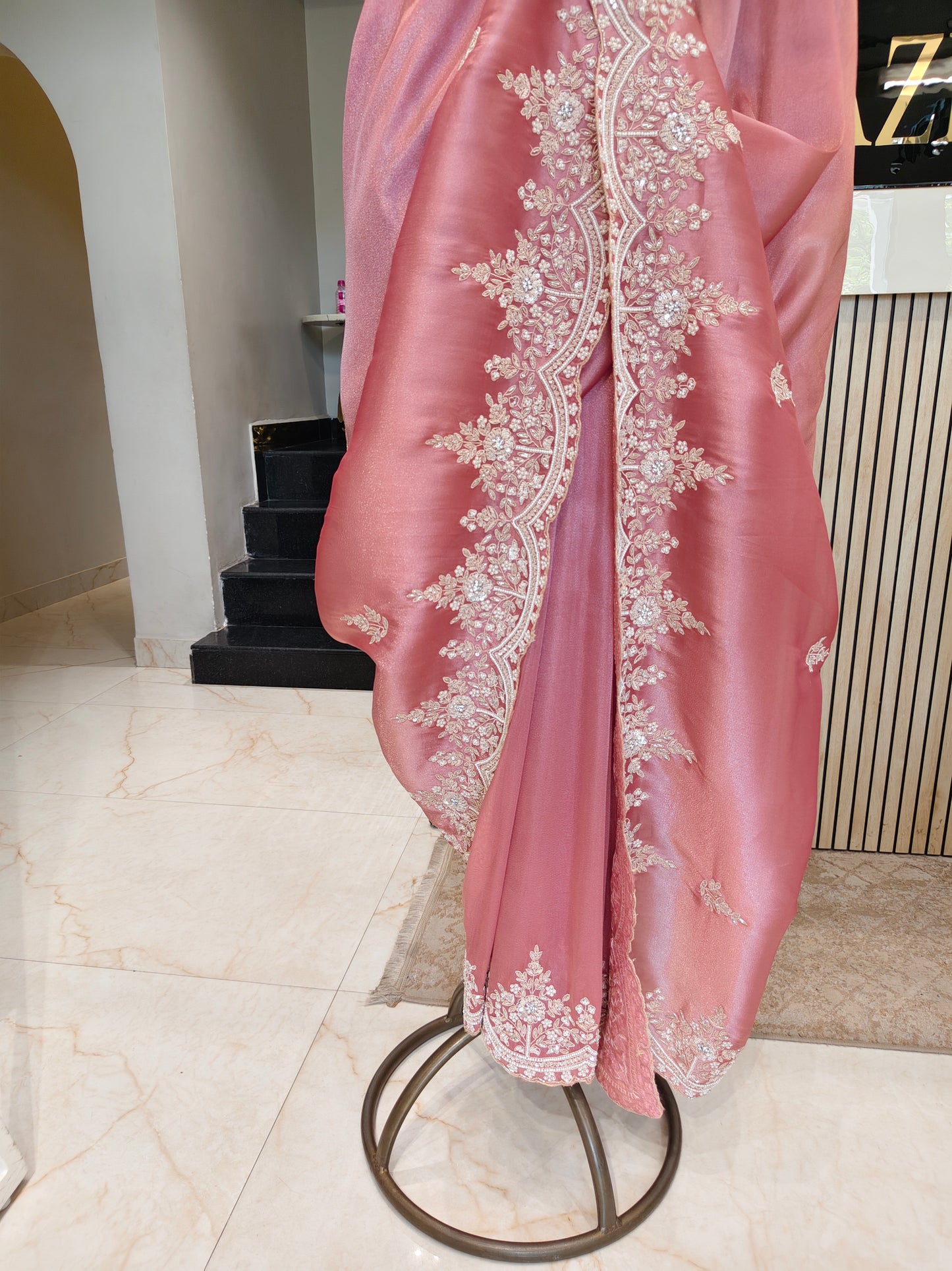 Onion Pink Tissue Saree
