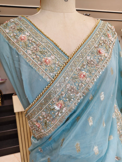 Sky Blue Organza Saree