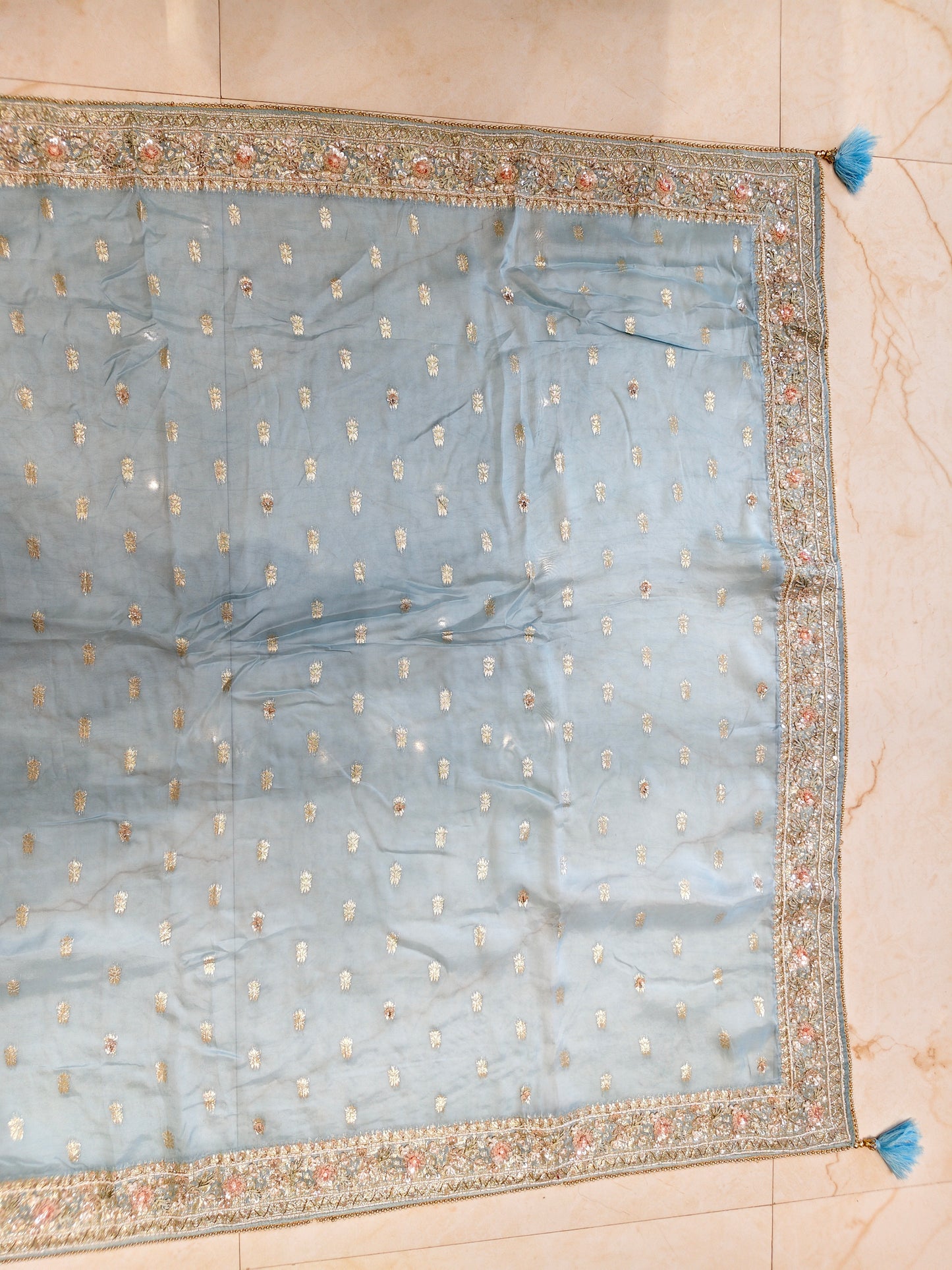 Sky Blue Organza Saree