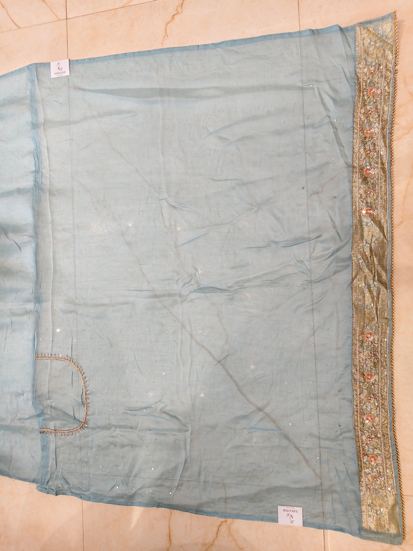 Sky Blue Organza Saree