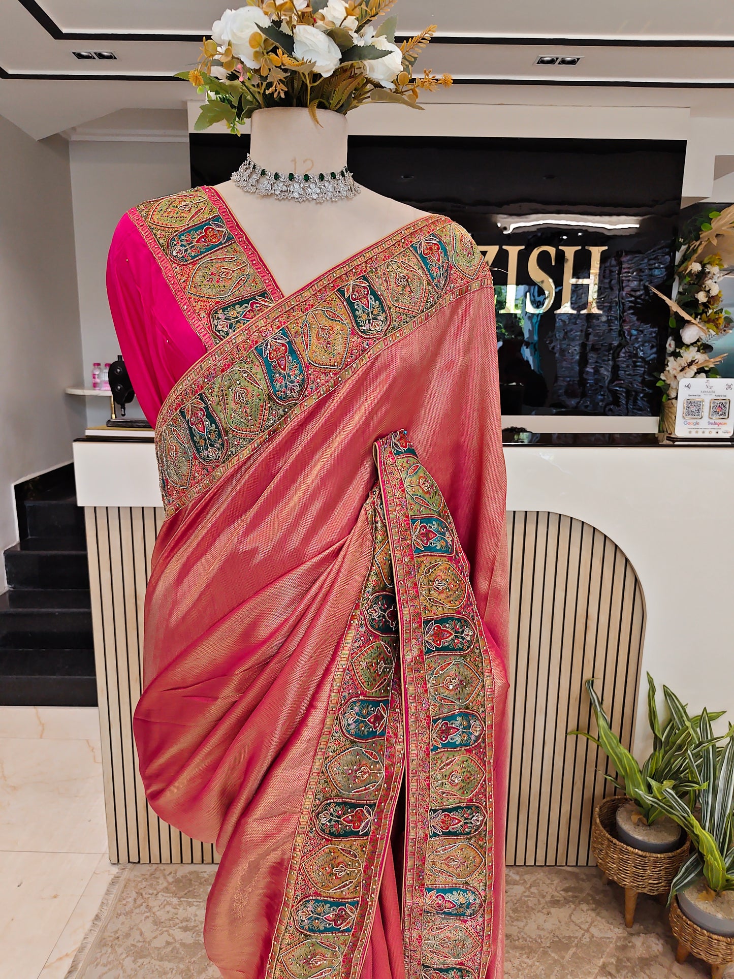 Rani Pink Tissue Saree