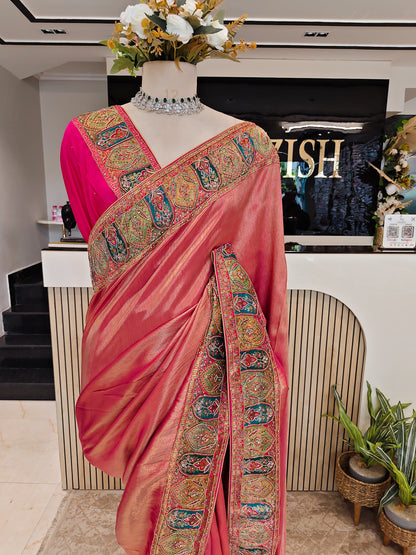 Rani Pink Tissue Saree