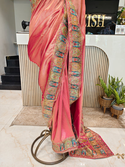 Rani Pink Tissue Saree