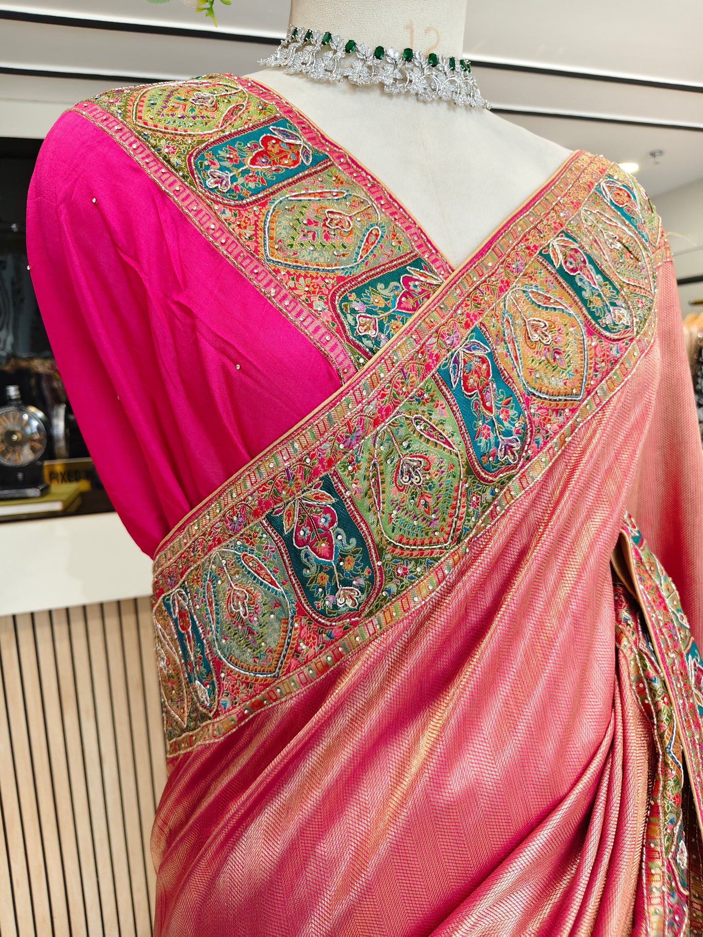 Rani Pink Tissue Saree