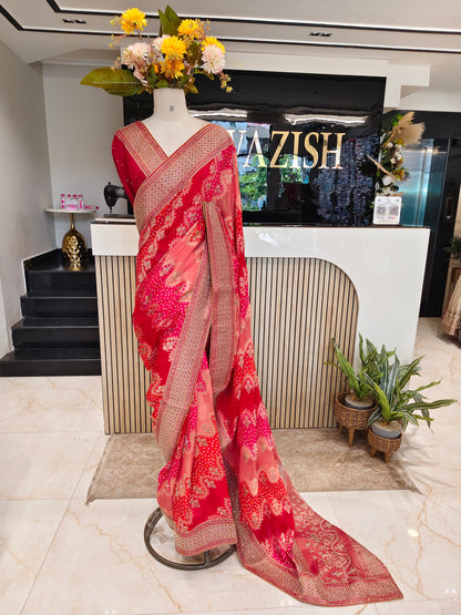 Orange & Maroon Silk Saree