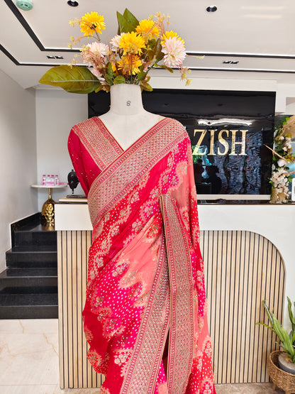 Orange & Maroon Silk Saree
