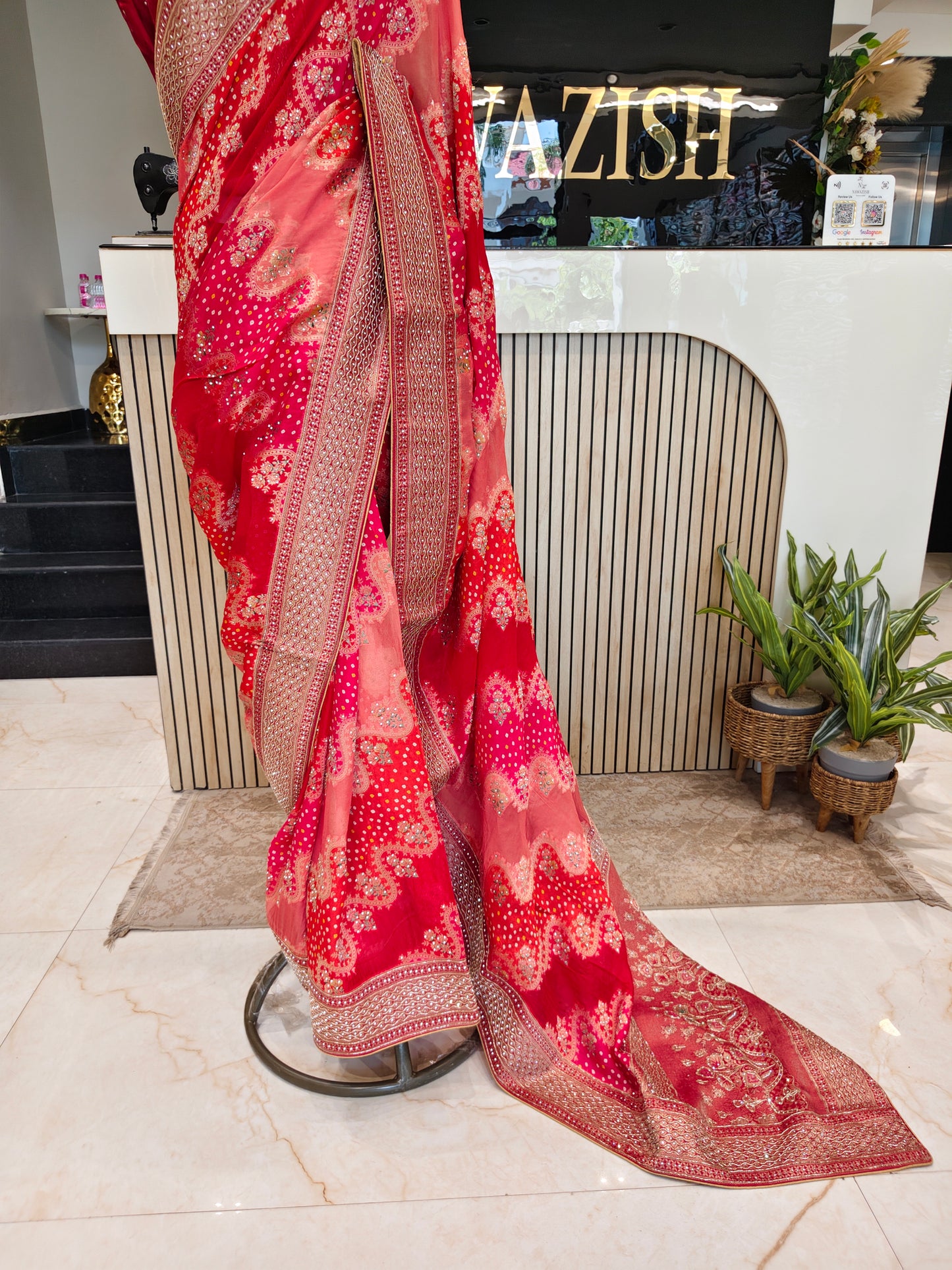 Orange & Maroon Silk Saree