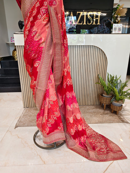 Orange & Maroon Silk Saree