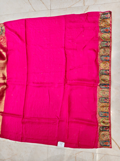 Rani Pink Tissue Saree