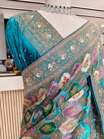 Rama Green Modal Crepe Saree