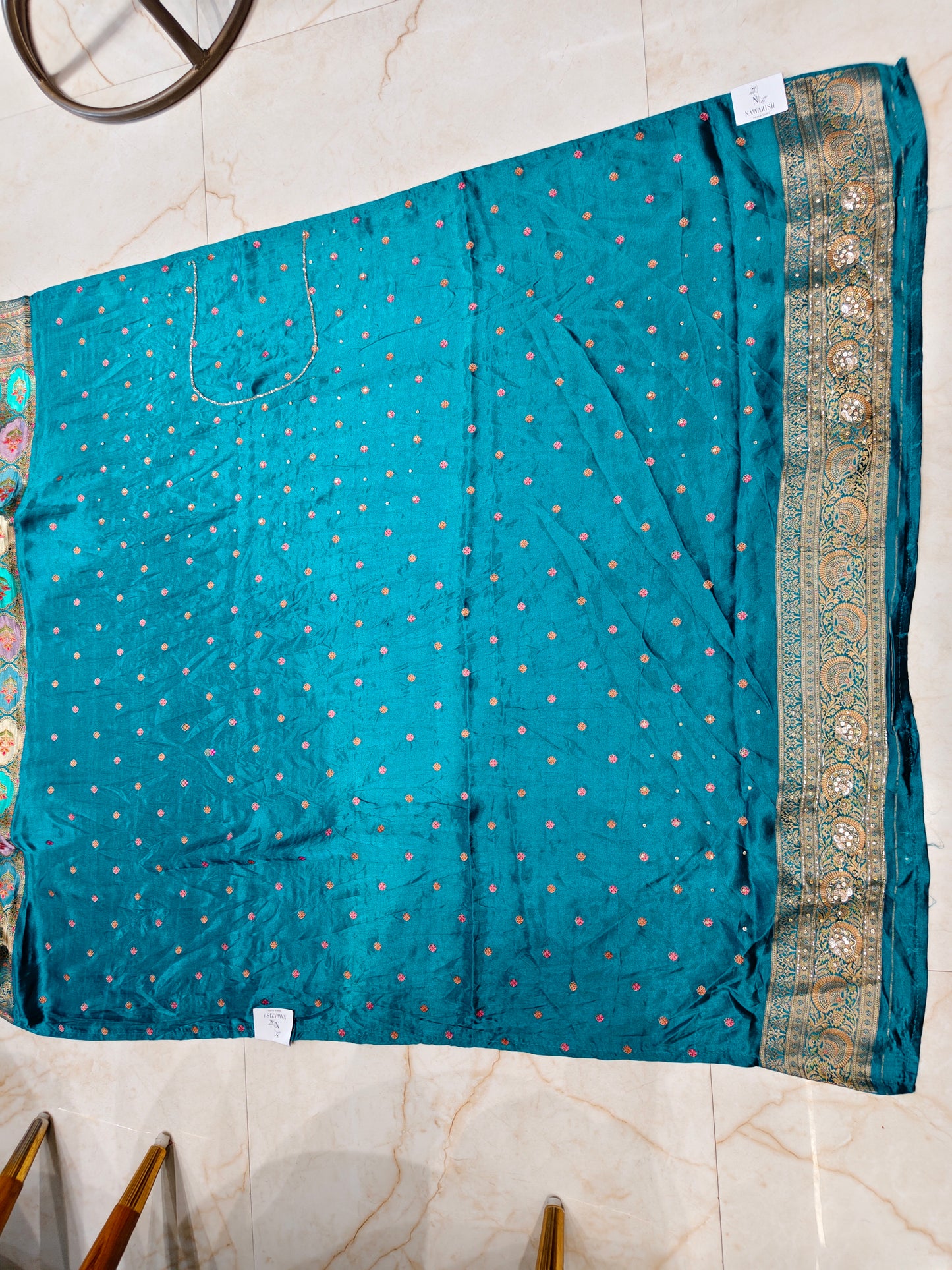 Rama Green Modal Crepe Saree
