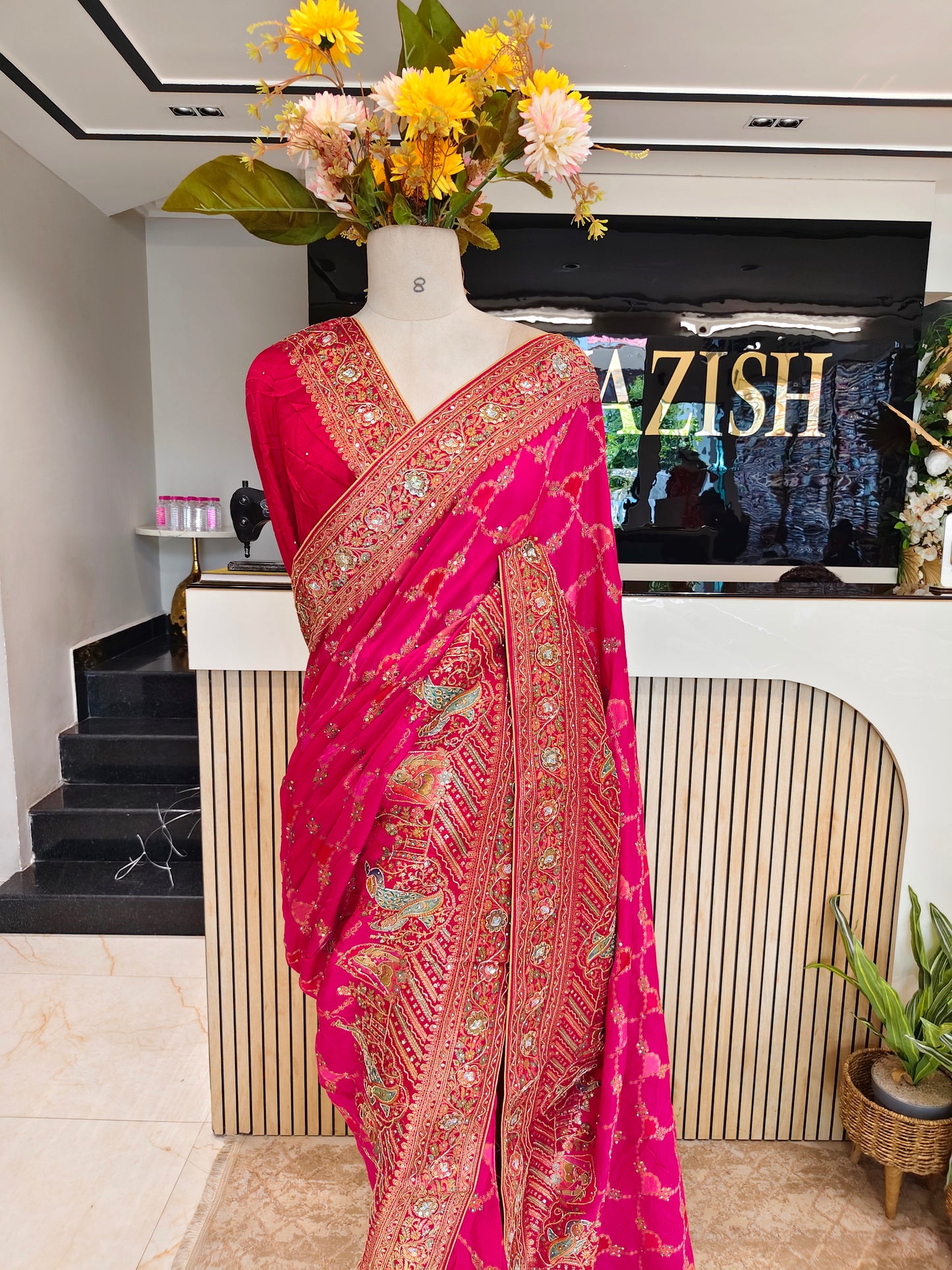 Rani Pink & Maroon Silk Saree