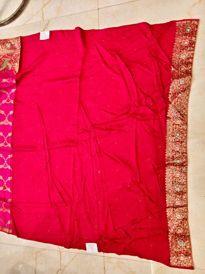 Rani Pink & Maroon Silk Saree