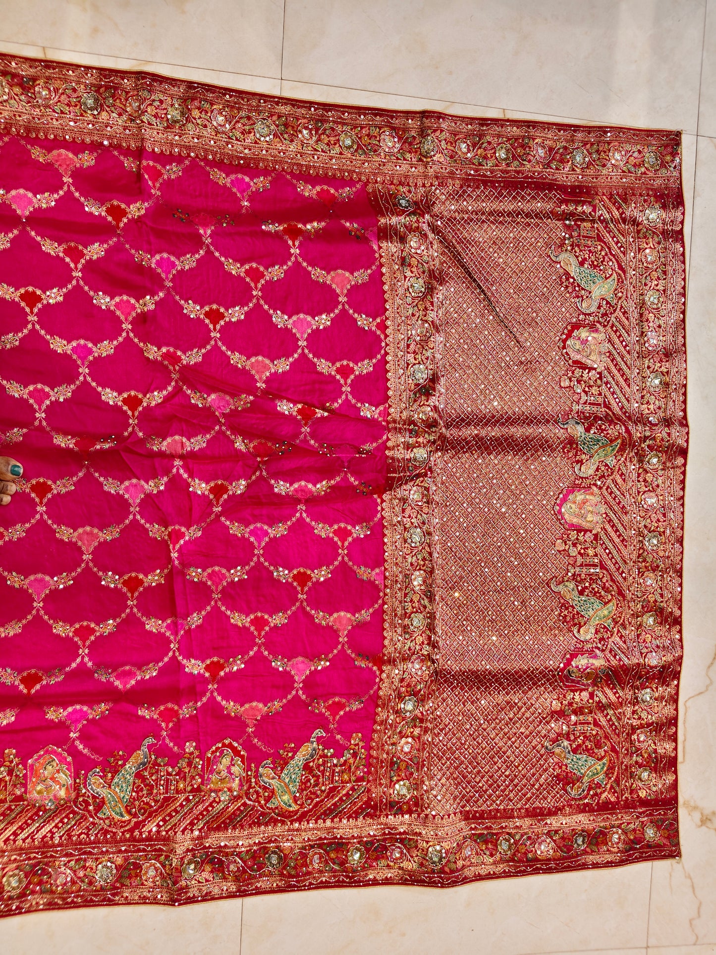Rani Pink & Maroon Silk Saree