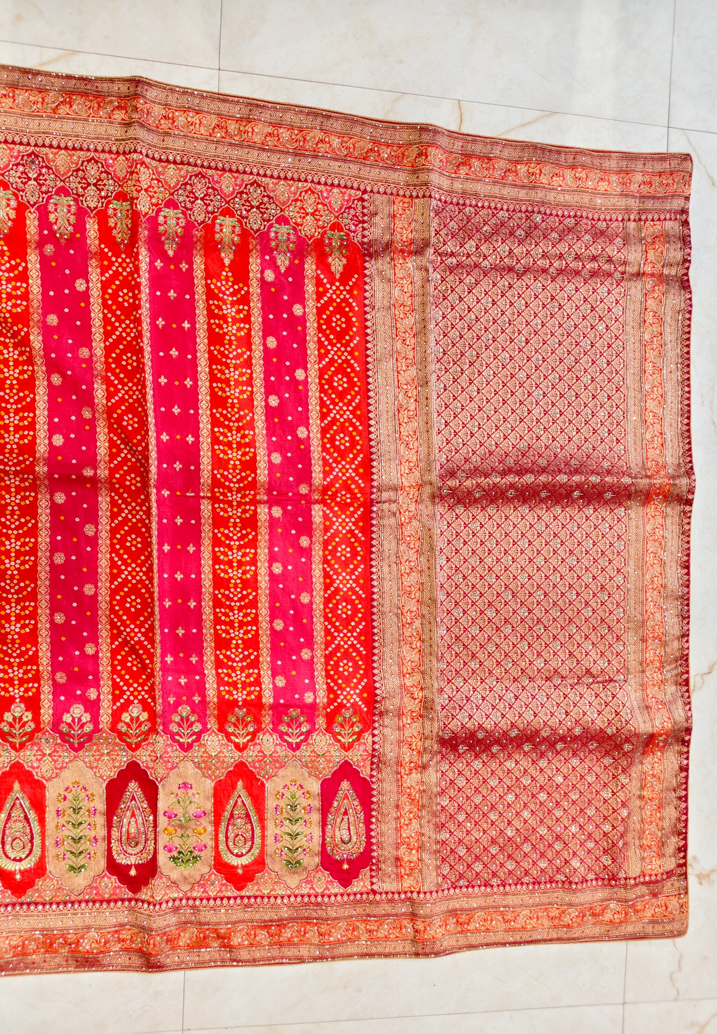 Orange & Maroon Silk Saree